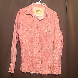 XXL Mens Larry Mahan Red Paisley Pearl Snap Western Shirt
